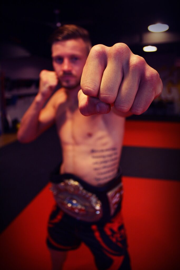 Fighter portrait with championship belt